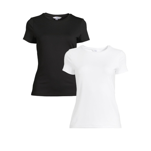 Time and Tru Women's Round Neck Smooth Tee with Short Sleeves- 2 pack - Picture 1 of 3